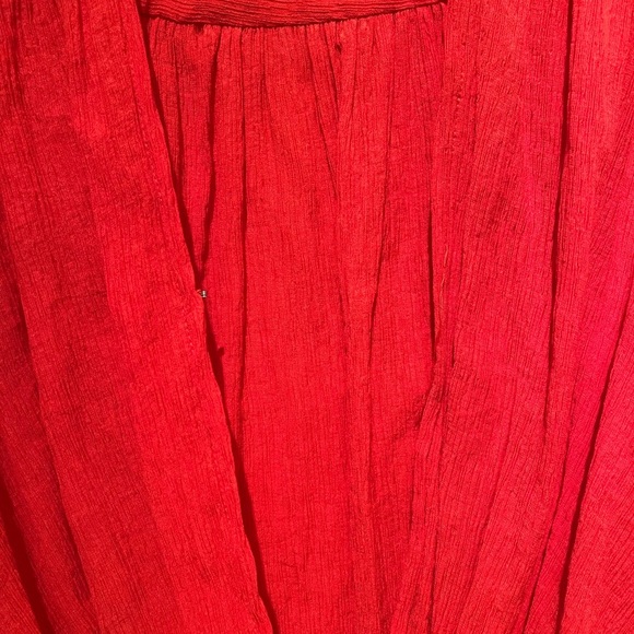Free People Women’s Small Check‎ On It Vibrant Red Blouse boho indie fairy - Picture 2 of 5